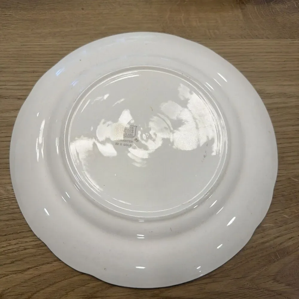 5 Piece Vintage American Limoges Janis R132 22k Gold Serving Bowl,  Plate-3 bowl